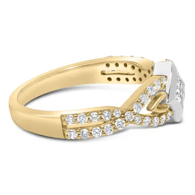 Haus Of Brilliance 10k Two Tone Color 1/2 Cttw Diamond Kite And Split Shank Ring (h-i Color