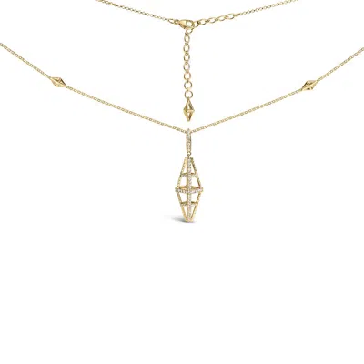 Haus Of Brilliance 14k Yellow Gold 1.0 Cttw Diamond Studded Geometric Double Pyramid Pendant Necklac In Gold