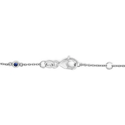 Haus Of Brilliance 14k White Gold Blue Sapphire And White Diamond Bezel Station Chain Bracelet In Multi