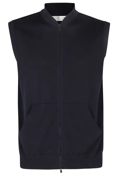 Filippo De Laurentiis Bomber Zip Smanicato In Maglia Di Cotone In Black