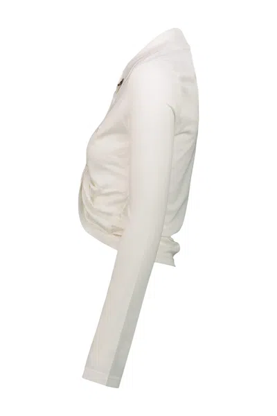 Courrèges Twist Cotton Piqué Cropped Polo In White