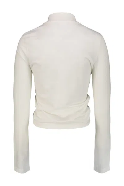 Courrèges Twist Cotton Piqué Cropped Polo In White