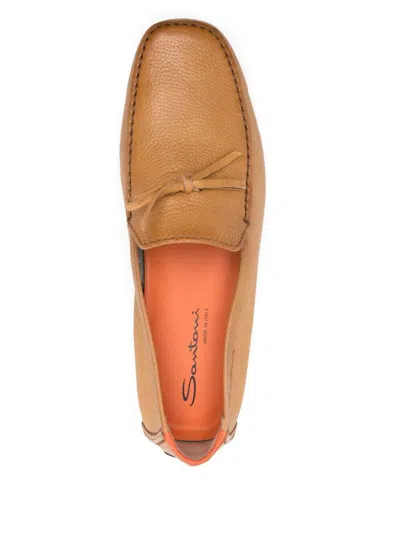 Santoni Grained-leather Loafers