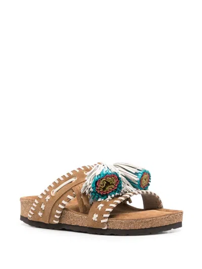 Elena Iachi Suede Tan Slippers