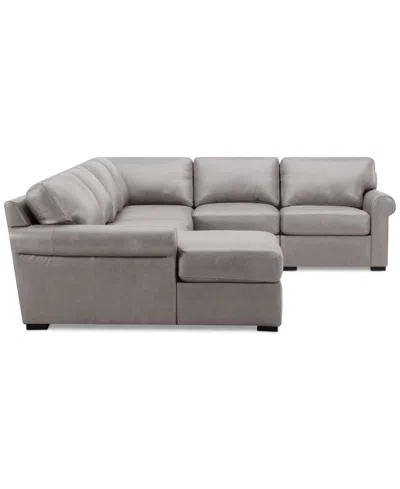 Macy's Radley Roll Arm 132" 6-pc. Leather Square Corner Chaise Sectional, Exclusively At
