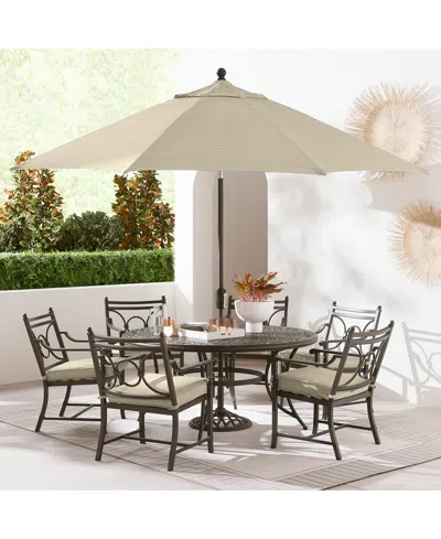 Agio Wythburn Outdoor Dining 7pc Set (60" Round Table & 6 Scroll Dining Chairs)