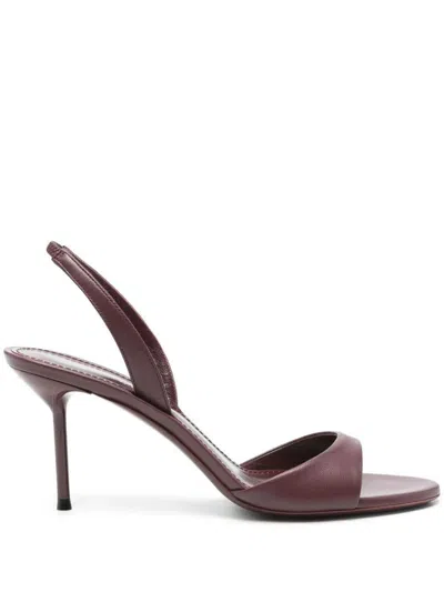 Paris Texas Slingback Sandals In Rouge Noir Leather In Burgundy