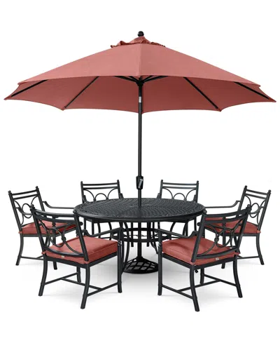 Agio Wythburn Outdoor Dining 7pc Set (60" Round Table & 6 Scroll Dining Chairs)