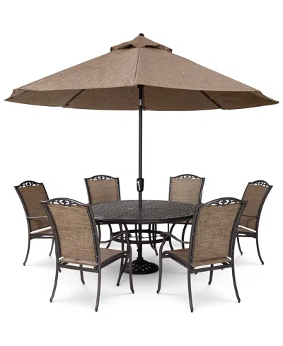 Agio Wythburn Outdoor Dining 7pc Set (60" Round Table & 6 Filigree Sling Dining Chairs), Created For Macy
