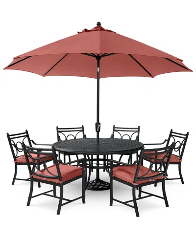 Agio Wythburn Outdoor Dining 7pc Set (60" Round Table & 6 Scroll Dining Chairs)