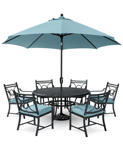 Agio Wythburn Outdoor Dining 7pc Set (60" Round Table & 6 Scroll Dining Chairs)