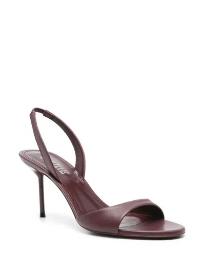Paris Texas Slingback Sandals In Rouge Noir Leather In Burgundy