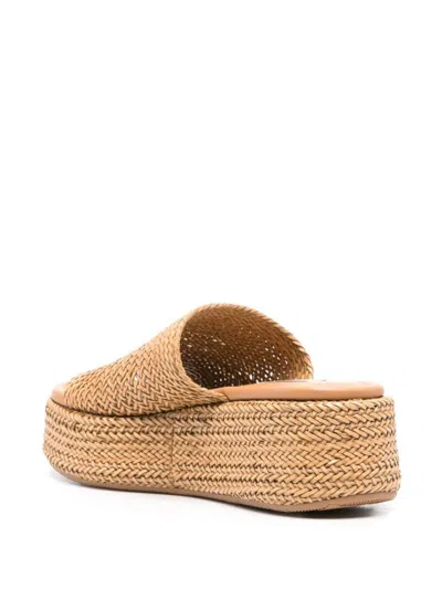 Casadei Open Toe Platform Sole Woven Texture Sandals