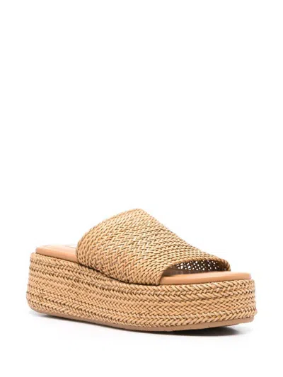 Casadei Open Toe Platform Sole Woven Texture Sandals