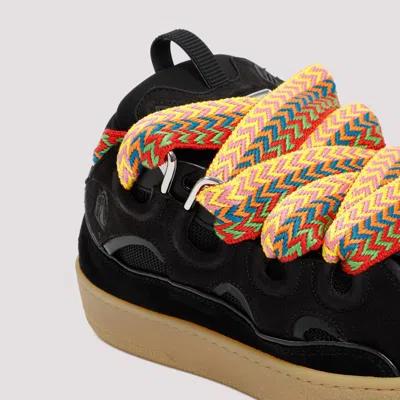 Lanvin Curb Sneakers In Leather And Suede With Multicolor Laces