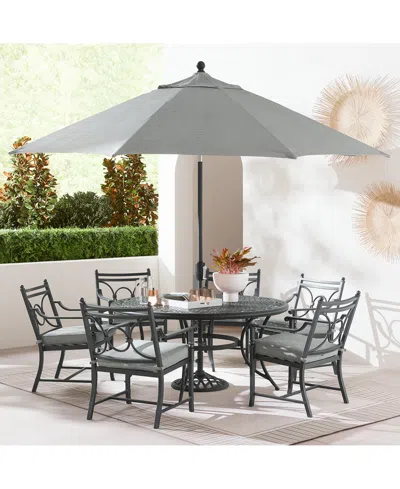 Agio Wythburn Outdoor Dining 7pc Set (60" Round Table & 6 Scroll Dining Chairs)