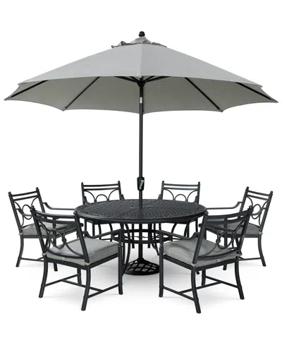 Agio Wythburn Outdoor Dining 7pc Set (60" Round Table & 6 Scroll Dining Chairs)