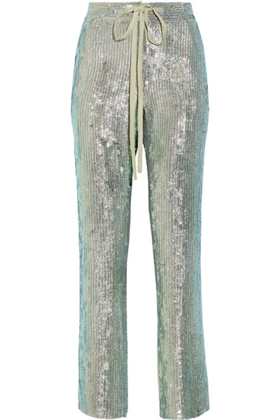 Rosie Assoulin A Fish Called Wanda Iridescent Sequined Silk-chiffon Wide-leg Pants