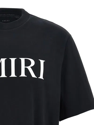 Amiri Black Crewneck T-shirt With Logo Lettering Print On The Front In Cotton Man