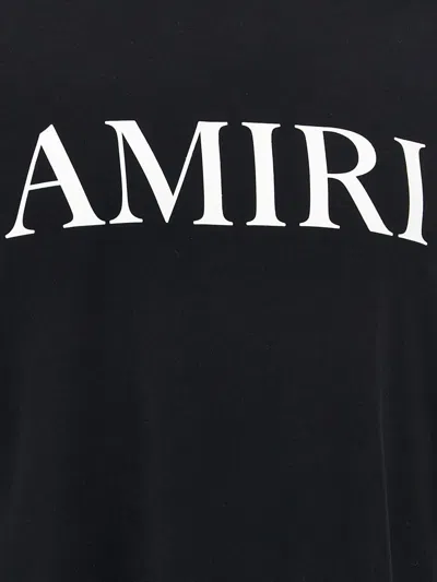 Amiri Black Crewneck T-shirt With Logo Lettering Print On The Front In Cotton Man