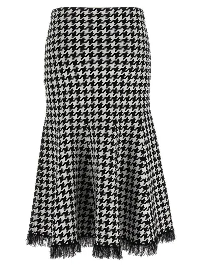 Alexander Mcqueen Black And White Midi Skirt