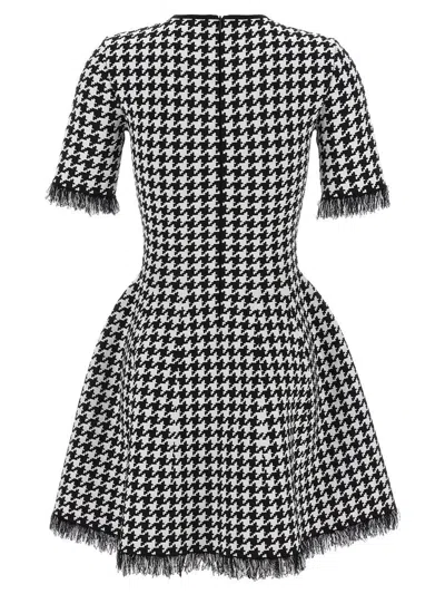 Alexander Mcqueen Fringe Trim Houndstooth Round Neckline Short Sleeves