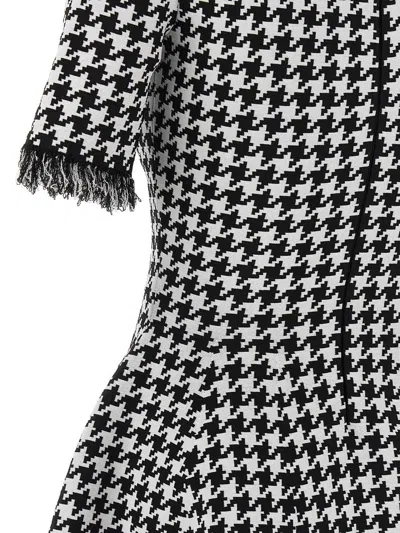 Alexander Mcqueen Fringe Trim Houndstooth Round Neckline Short Sleeves