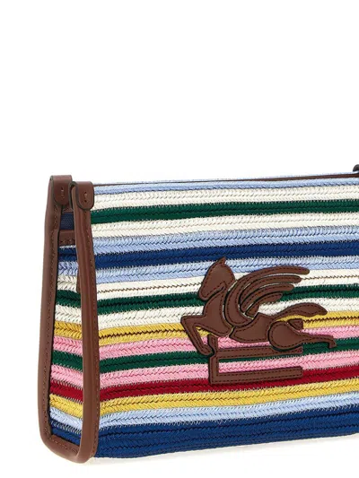 Etro Viscose Pouch With Stripes And Top Handle