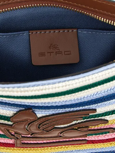 Etro Viscose Pouch With Stripes And Top Handle