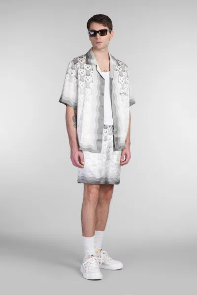 Casablanca Gray Silk Shorts With Logo