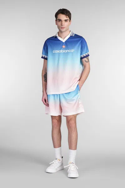 Casablanca Gradient Monogram Shorts With Elasticized Waistband In Blue
