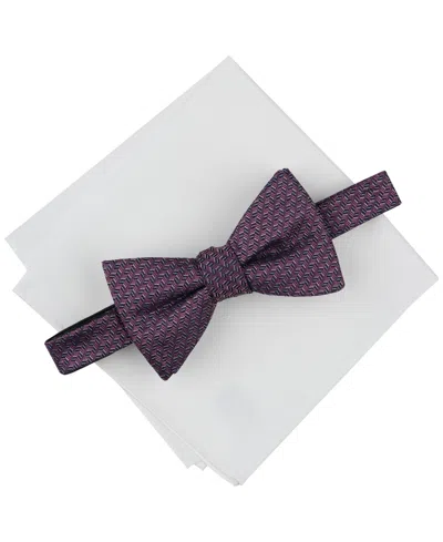Alfani Men's Herringbone Bow Tie & Solid Pocket Square Set, Exclusively At Macy's