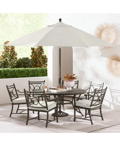 Agio Wythburn Outdoor Dining 7pc Set (60" Round Table & 6 Scroll Dining Chairs)