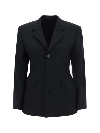 Balenciaga Hourglass Black Single-breasted Jacket With Notched Revers In Wool Woman In Black