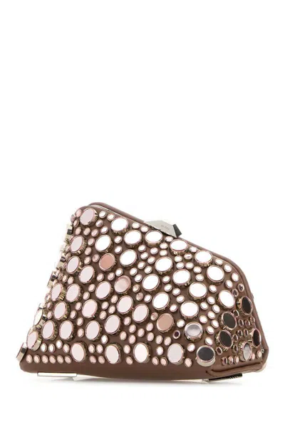 Attico Embellished Leather Midnight Clutch