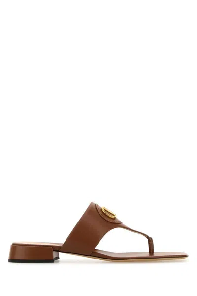 Valentino Vlogo Plaque Square Open Toe Slides