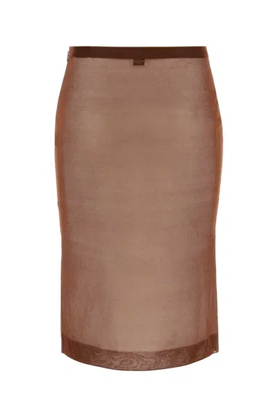 Saint Laurent Sheer Silk Knitted Pencil Skirt Clothing