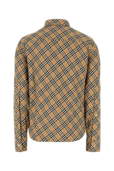 Burberry Beige All Over Check Shirt In Brown