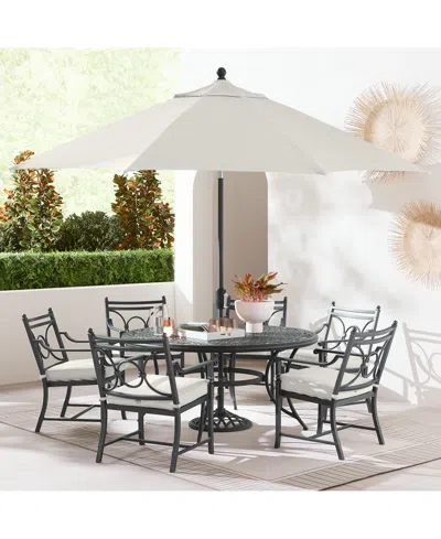 Agio Wythburn Outdoor Dining 7pc Set (60" Round Table & 6 Scroll Dining Chairs)