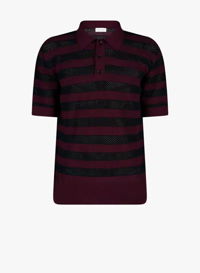 Dries Van Noten Mercy Burgundy Viscose Blend Polo Shirt