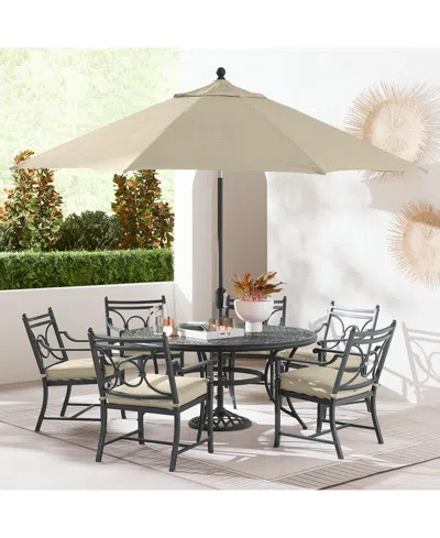 Agio Wythburn Outdoor Dining 7pc Set (60" Round Table & 6 Scroll Dining Chairs)