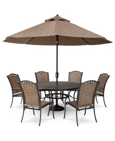 Agio Wythburn Outdoor Dining 7pc Set (60" Round Table & 6 Filigree Sling Dining Chairs), Created For Macy