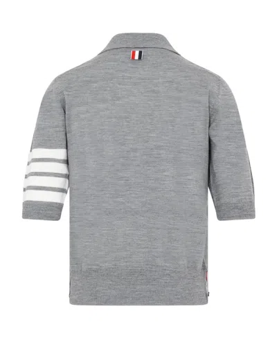 Thom Browne 4 Bar In Sustainable Fine Merino Wool Polo Shirt In Gray