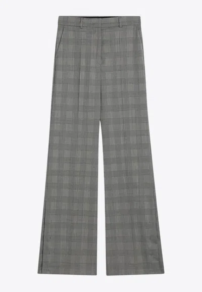 Sportmax Wool Flare Trousers With Prince Of Wales Pattern