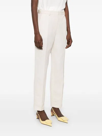 Jacquemus White Slim Fit Pant In Beige