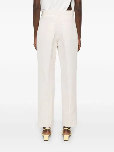 Jacquemus White Slim Fit Pant In Beige