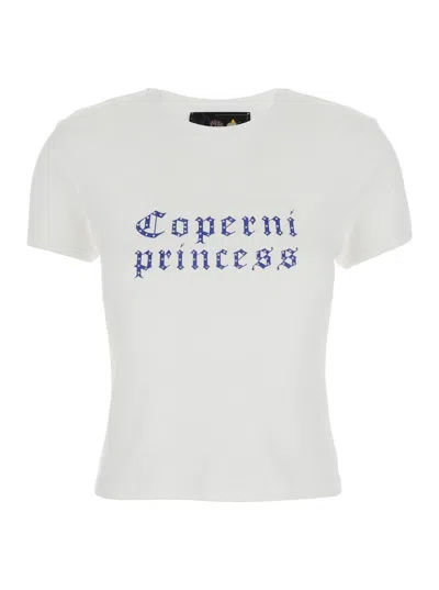 Disney X Coperni White Crewneck T-shirt With Maxi Print On The Front And Logo Print On The Rear