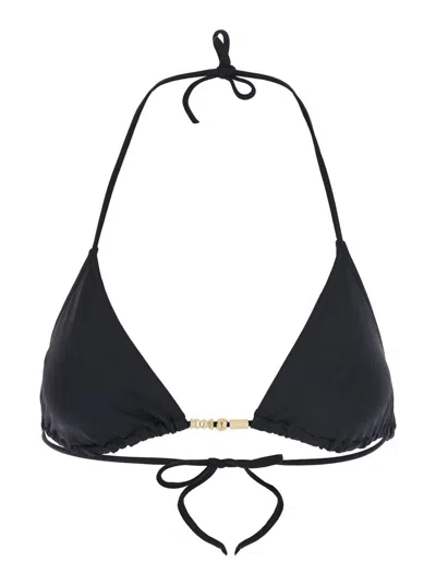 Eres 'ephemere' Black Bikini Top With Beaded Embellishmentsand Triangular Cup In Black