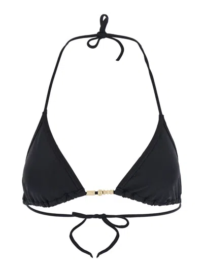 Eres 'ephemere' Black Bikini Top With Beaded Embellishmentsand Triangular Cup In Black