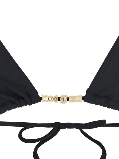 Eres 'ephemere' Black Bikini Top With Beaded Embellishmentsand Triangular Cup In Black